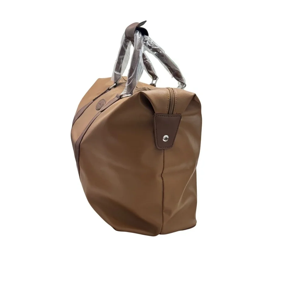Bella Russo Duffle Travel Bag Unisex Large Tan New Double Handle Zipper‎ Closure